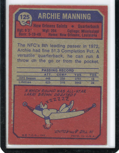 Archie Manning 1973 Topps #125