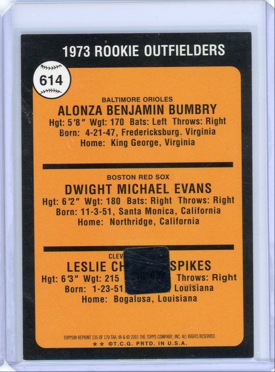 Dwight Evans 2001 Topps Archives '73 Rookie Outfielders autograph