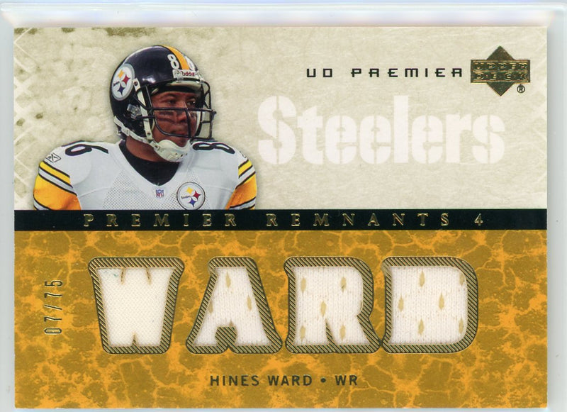 Hines Ward 2007 Upper Deck Premier Remnants "WARD" quad-jersey relic 