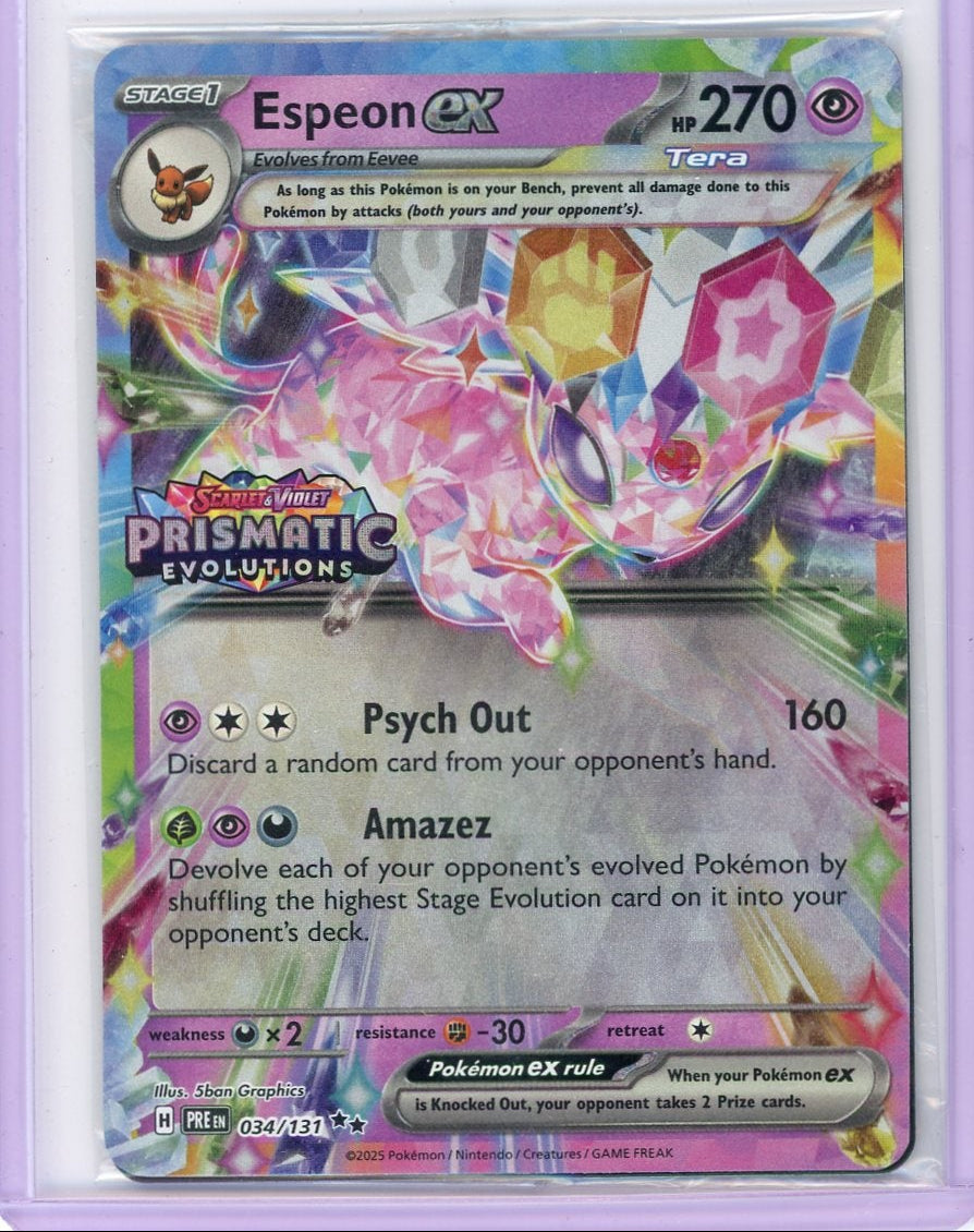Espeon ex Pokémon Prismatic Evolutions Stamped Ultra-Rare #034/131 (SEALED)