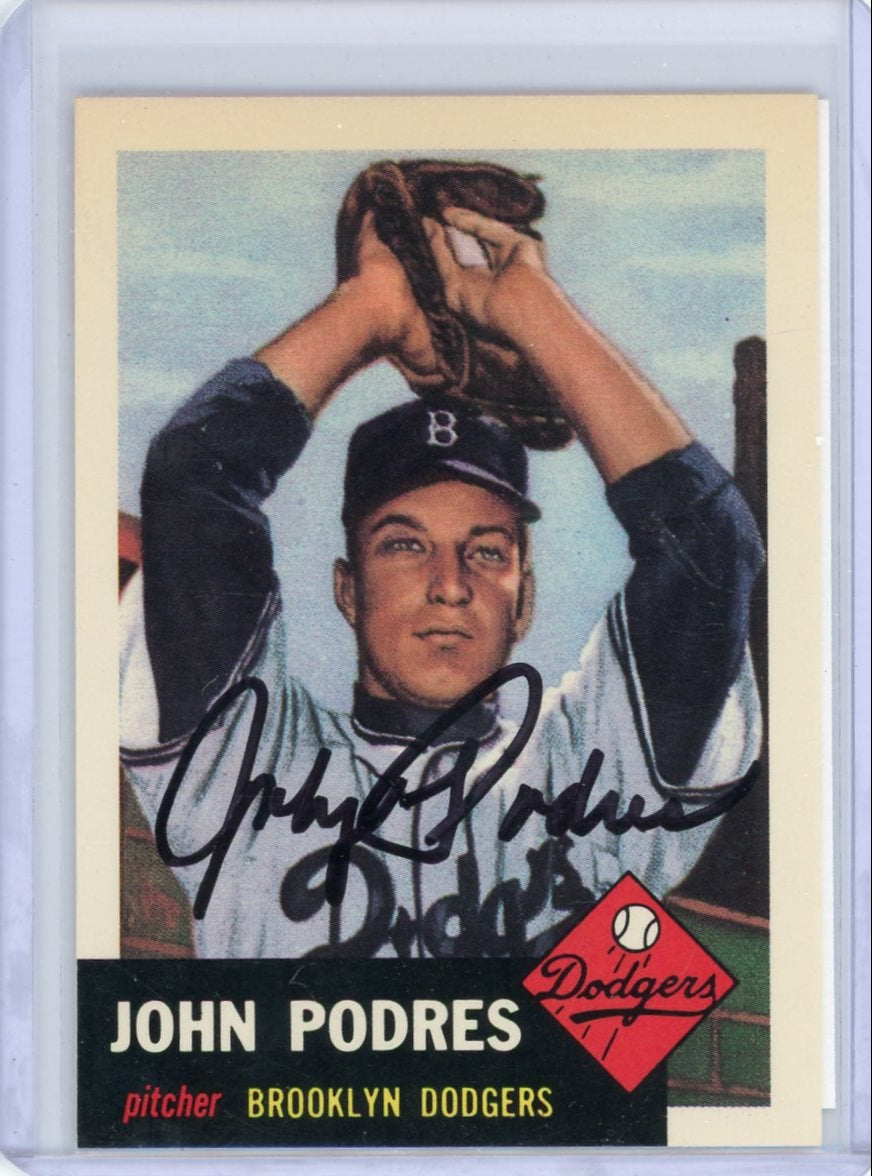 John Podres 1991 Topps Archives '53 autograph w/ COA