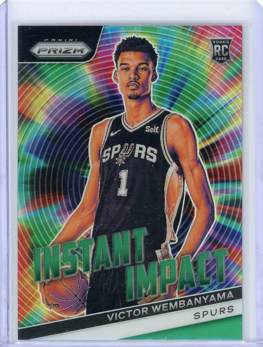 Victor Wembanyama 2023-24 Panini Prizm Instant Impact green prizm rookie card