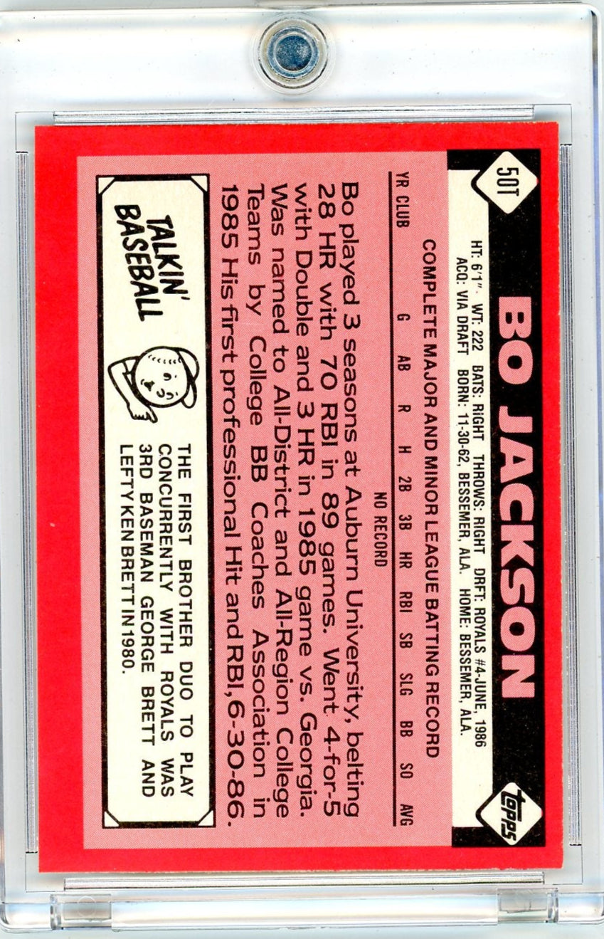 Bo Jackson 1986 Topps Traded Tiffany Rookie Card #50T