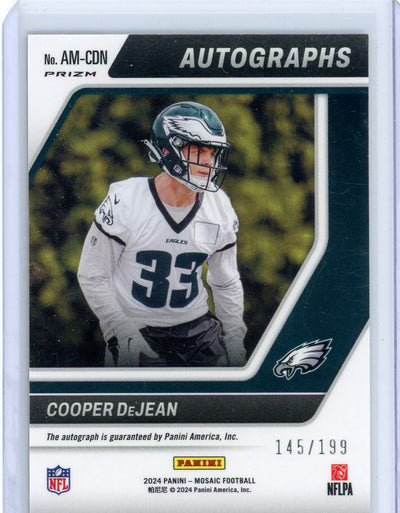 Cooper DeJean 2024 Panini Mosaic Red Mosaic Rookie Autographs #'d 145/199