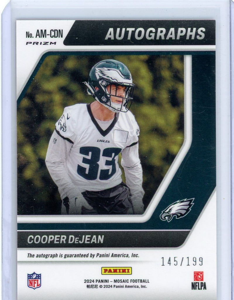 Cooper DeJean 2024 Panini Mosaic Red Mosaic Rookie Autographs 