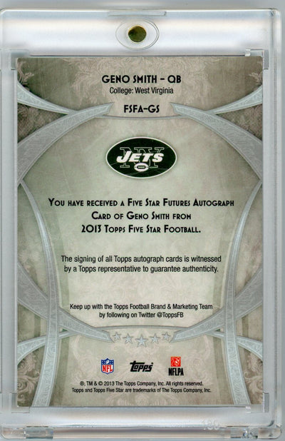 Geno Smith 2013 Topps Five Star Futures autograph rookie card #'d 086/130