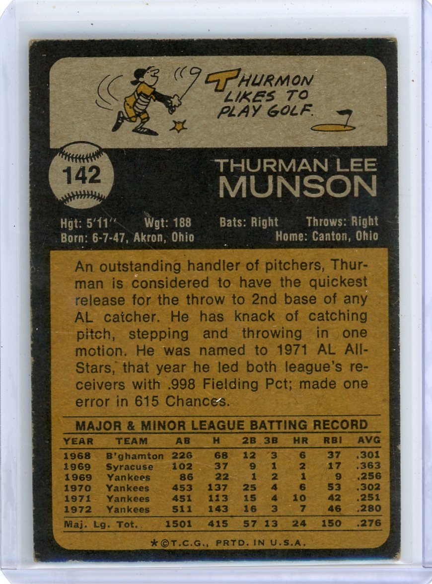 Thurman Munson 1973 Topps #142