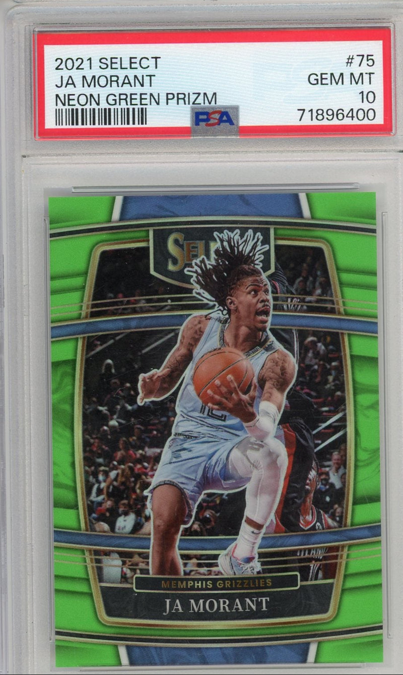 Ja Morant 2021 Panini Select Neon Green Prizm 