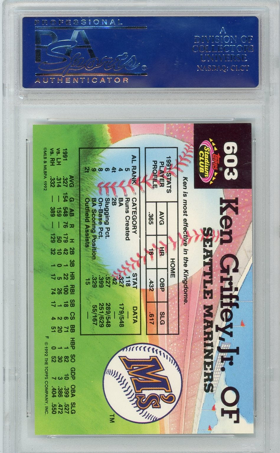Ken Griffey Jr. 1992 Stadium Club M.C. East Coast National PSA 10