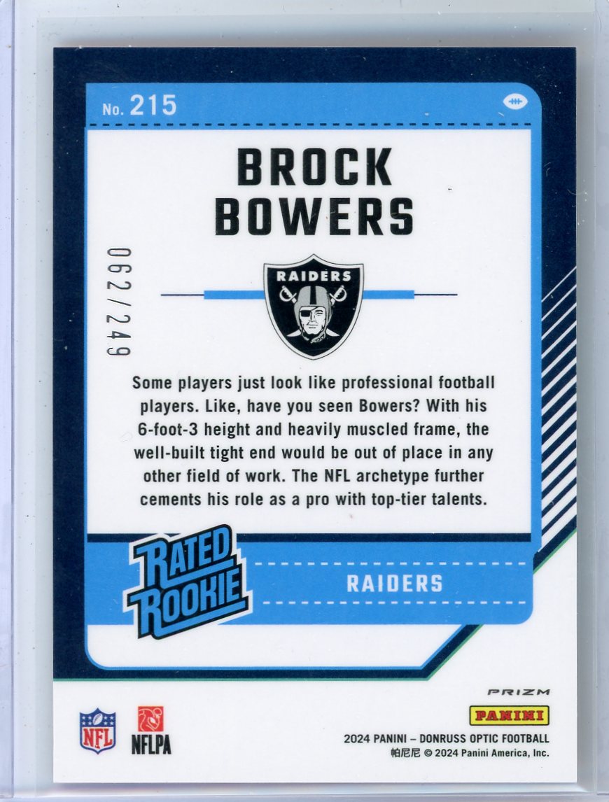 Brock Bowers 2024 Panini Donruss Optic Rated Rookie Orange #'d 062/249