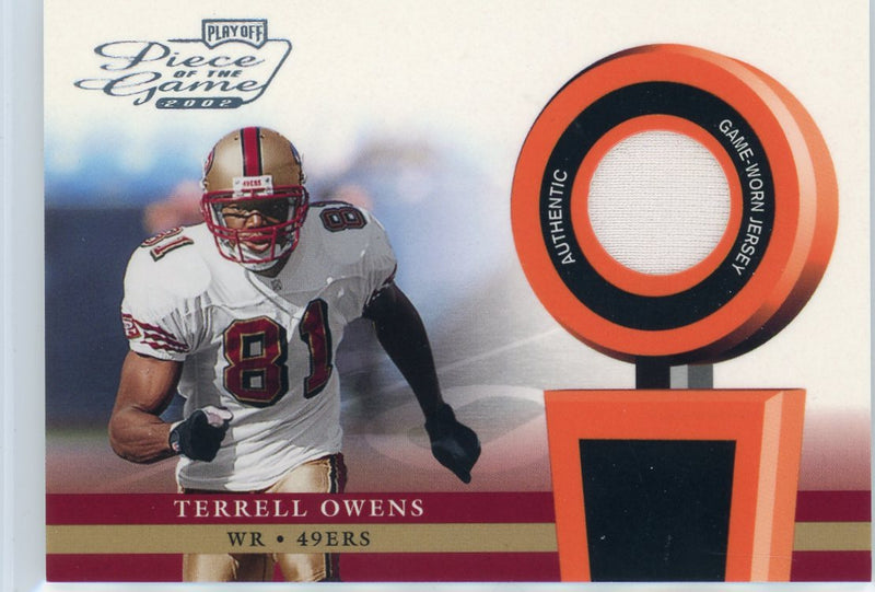 Terrell Owens 2002 Playoff Piece of the Game auth. game-used jersey relic