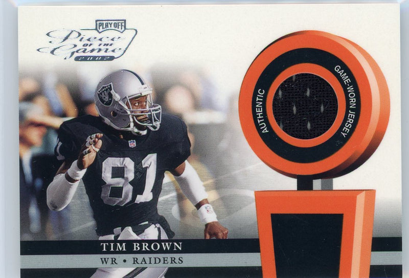 Tim Brown 2002 Playoff Piece of the Game auth. game-used jersey relic