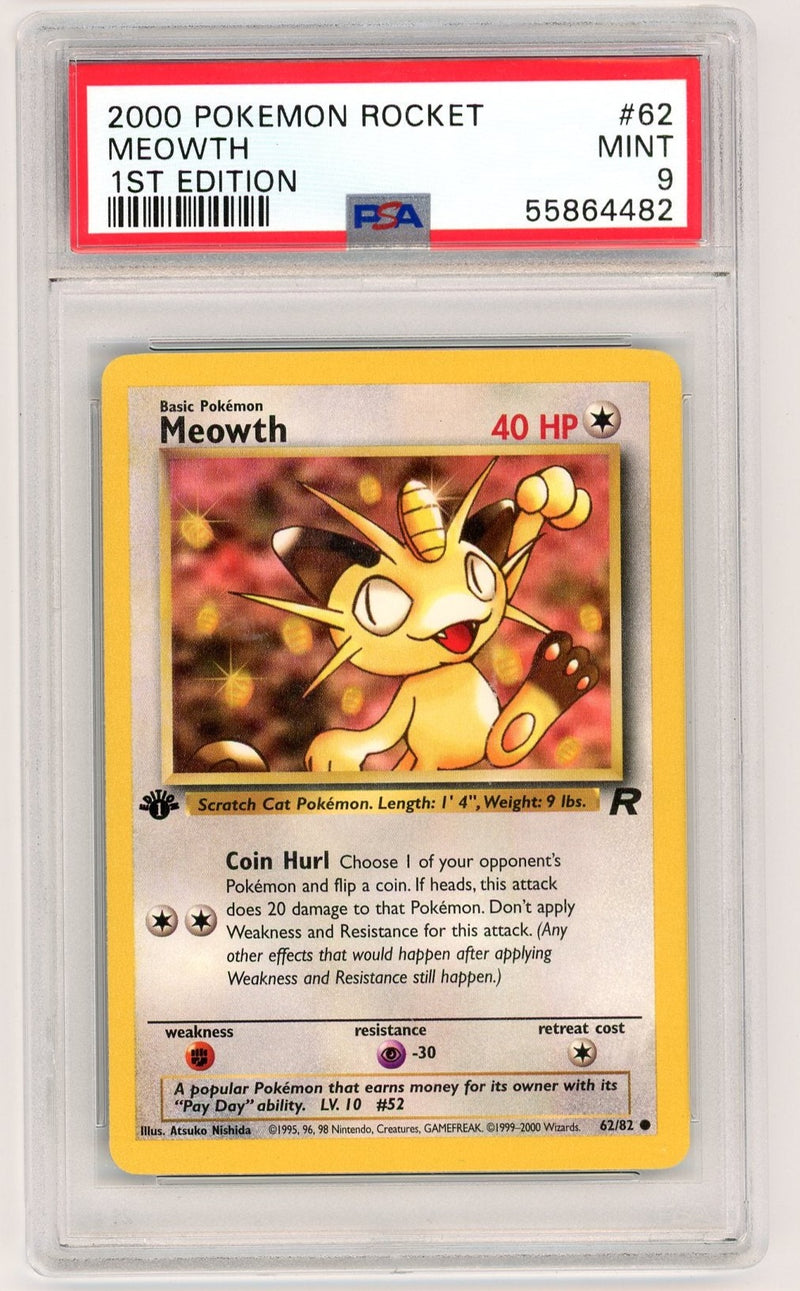 Meowth 2000 Pokemon Team Rocket 1st Ed. Team Rocket PSA 9