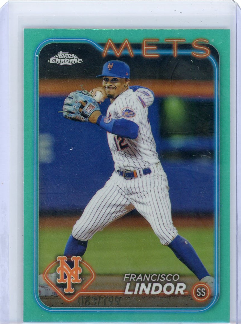 Francisco Lindor 2024 Topps Chrome Aqua Refractor 