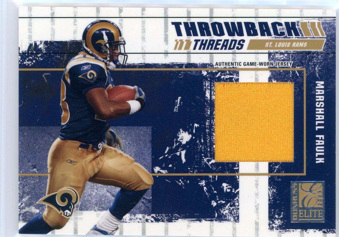 Marshall Faulk 2003 Donruss Elite Throwback Threads auth. game-used jersey relic #'d 159/250