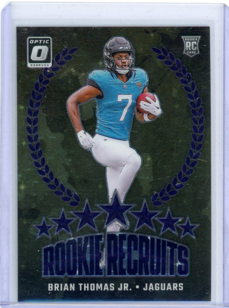 Brian Thomas Jr. 2024 Panini Donruss Optic Rookie Recruits Purple Stars Prizm FOTL rookie card 