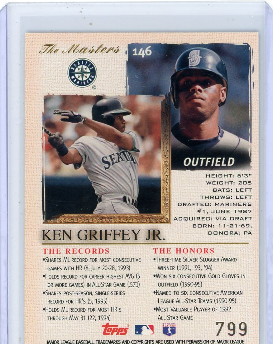 Ken Griffey Jr. 1996 Topps Gallery The Masters Players Private Issue #799