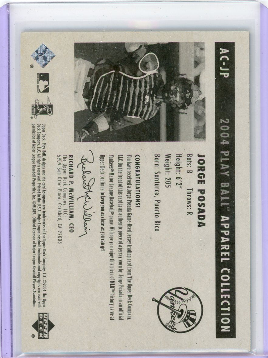 Jorge Posada 2004 Upper Deck Apparel Collection Jersey Relic