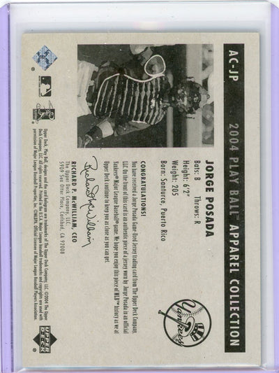 Jorge Posada 2004 Upper Deck Apparel Collection Jersey Relic