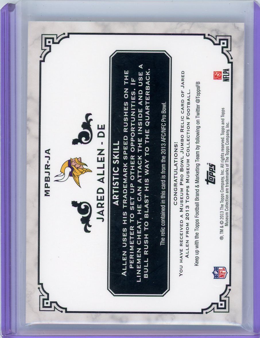 Jared Allen 2013 Topps Museum Collection Pro Bowl Patch #'d 16/25