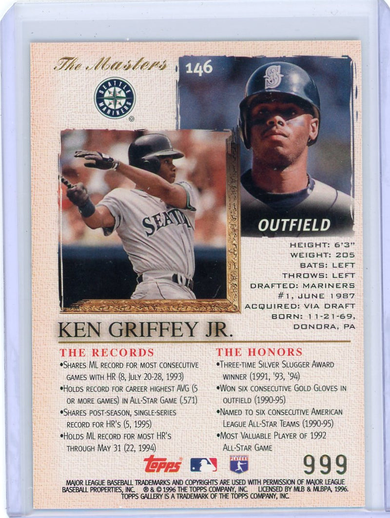 Ken Griffey Jr. 1996 Topps Gallery The Masters Players Private Issue 