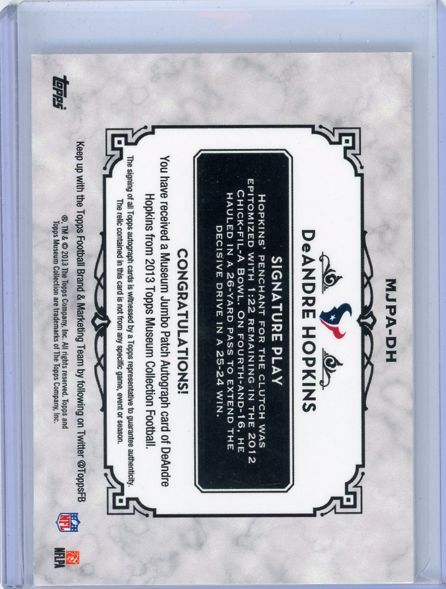 DeAndre Hopkins 2013 Topps Museum Collection Rookie Patch Autograph #'d 03/15