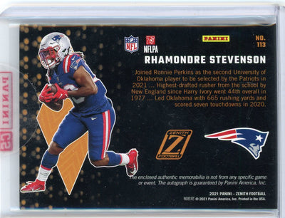 Rhamondre Stevenson 2021 Panini Zenith RPA #'d 099/199 (sealed)