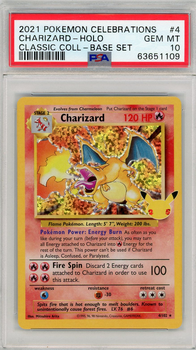 Charizard Pokémon Celebrations Classic Collection Base Set Holo PSA 10