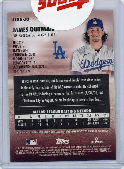 James Outman 2023 Topps Stadium Club autograph rookie card (sealed)