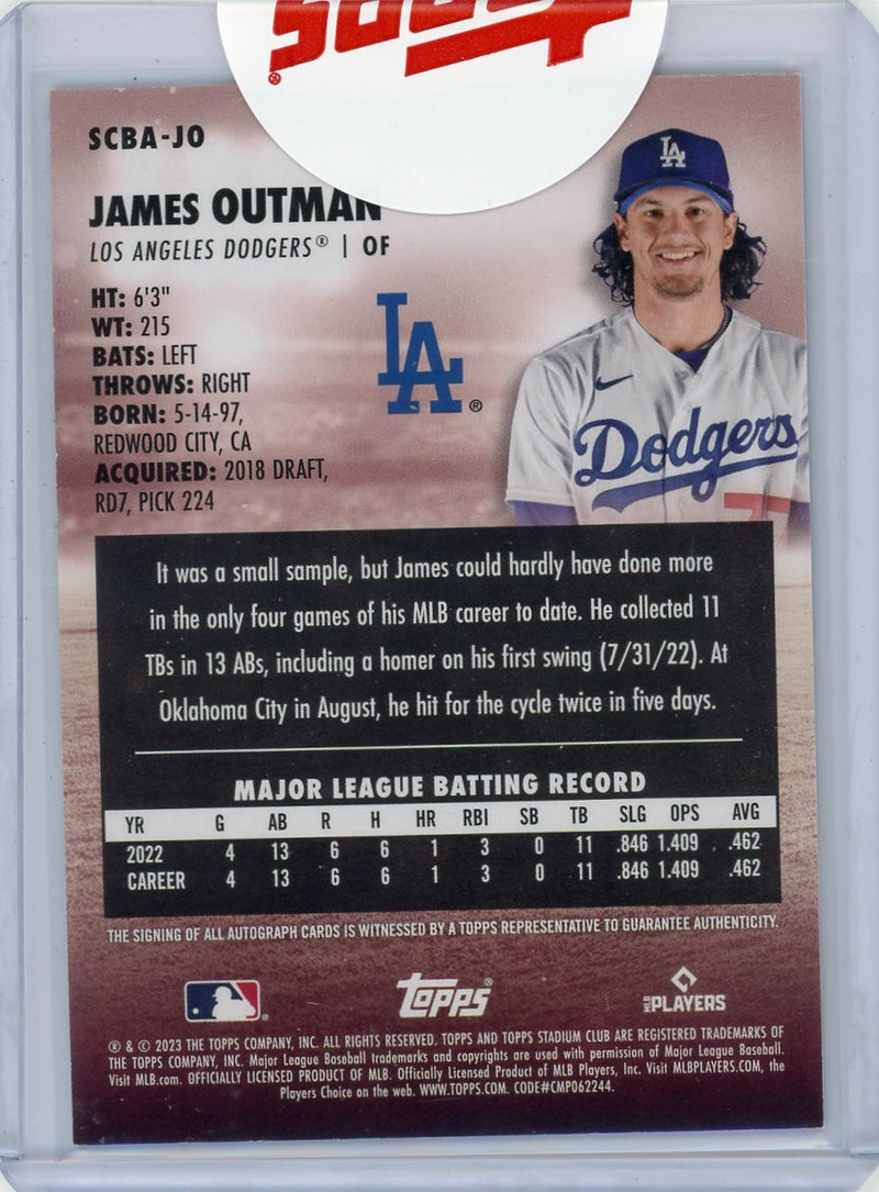 James Outman 2023 Topps Stadium Club autograph rookie card (sealed)