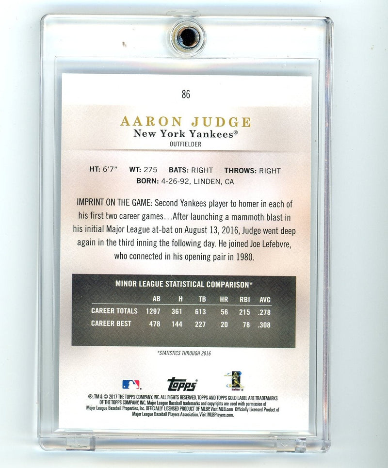 Aaron Judge 2017 Topps Gold Label rookie card blue 