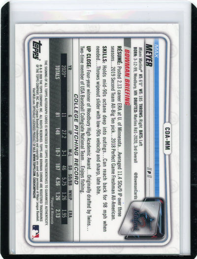 Max Meyer 2020 1st Bowman Chrome autograph speckle refractor #'d 02/71