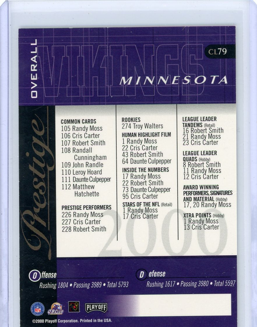 Daunte Culpepper 2001 Playoff Prestige Team Checklist Auto