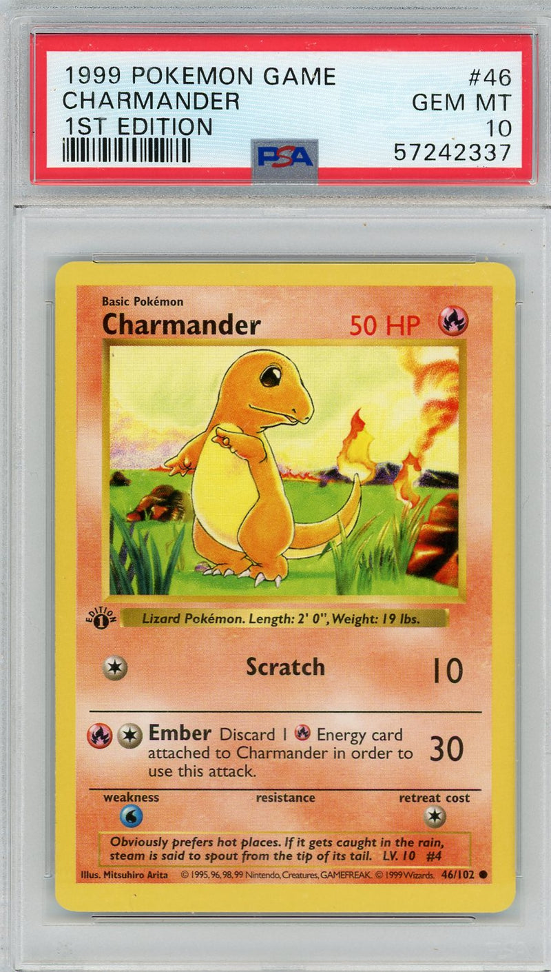 Charmander 1999 Pokémon Base Set 1st Edition PSA 10