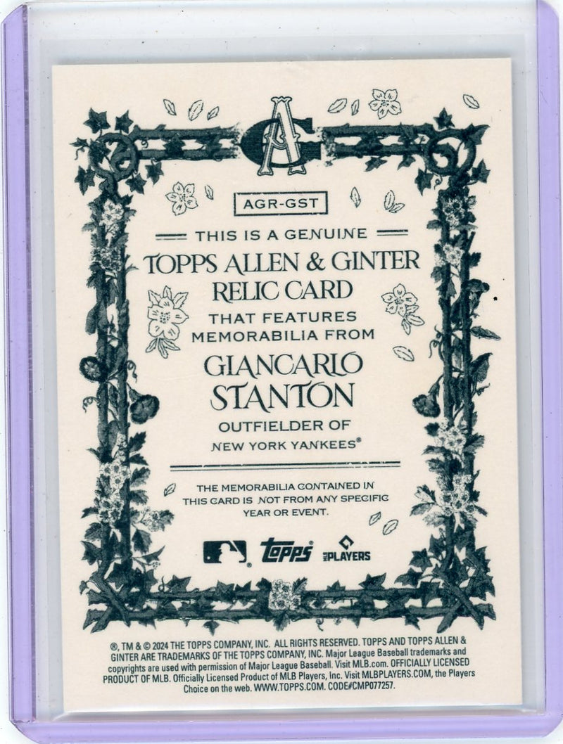 Giancarlo Stanton 2024 Topps Allen & Ginter Jersey Relic