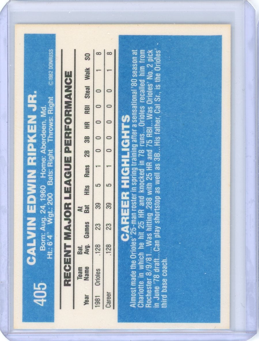 Cal Ripken Jr. 1983 Donruss Rookie Card #405