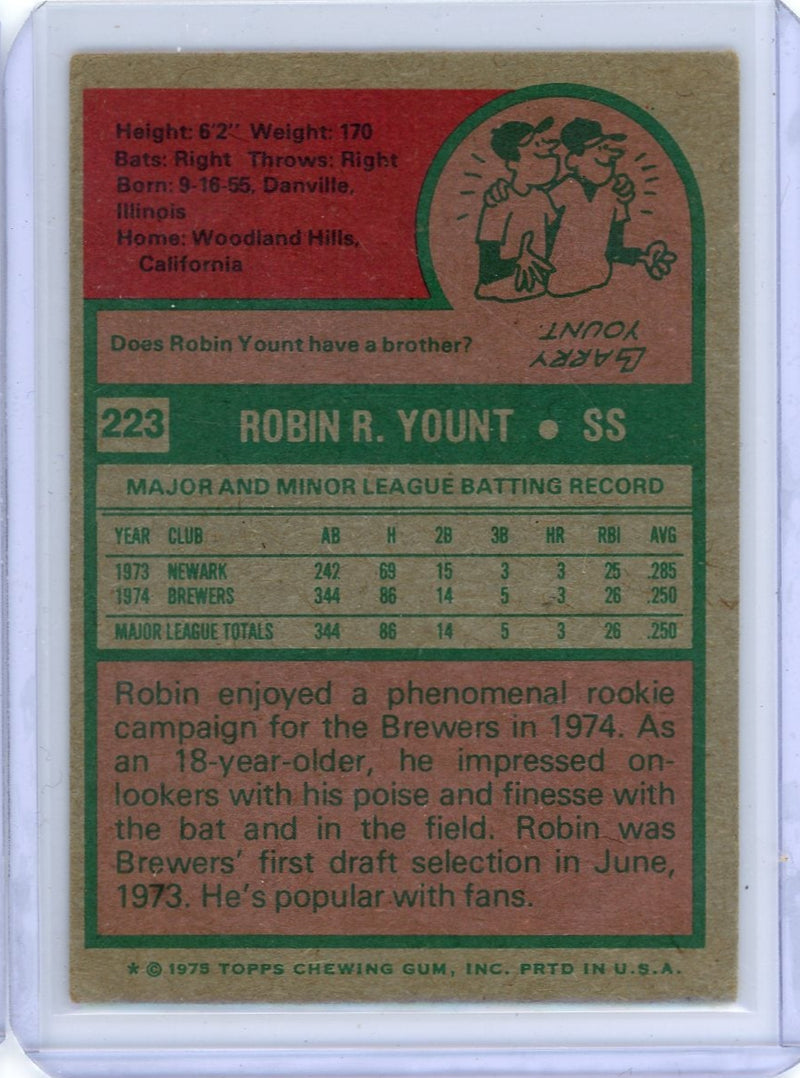 Robin Yount 1975 Topps Rookie Card 