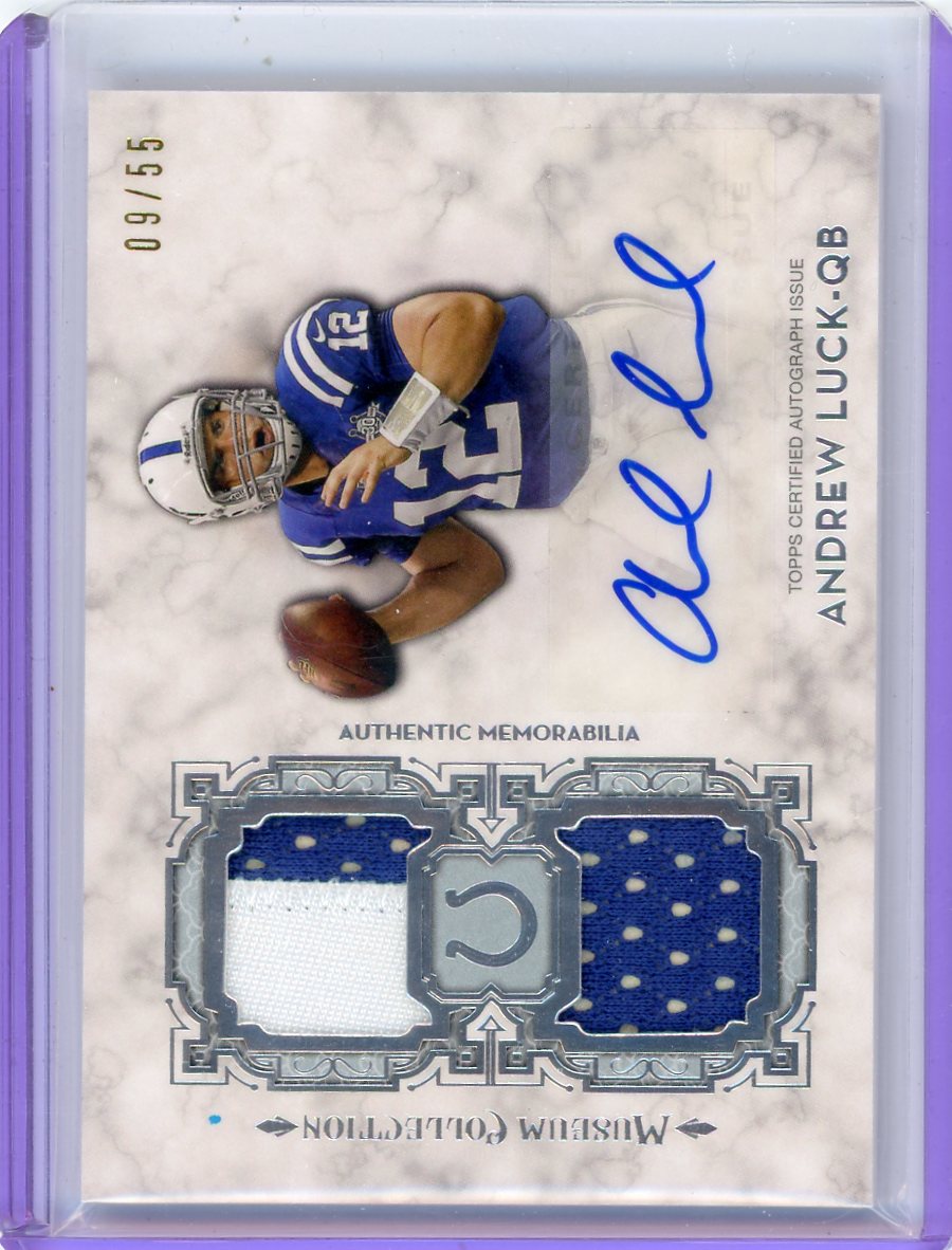Andrew Luck 2013 Topps Museum Collection Dual Patch Autograph #'d 09/55