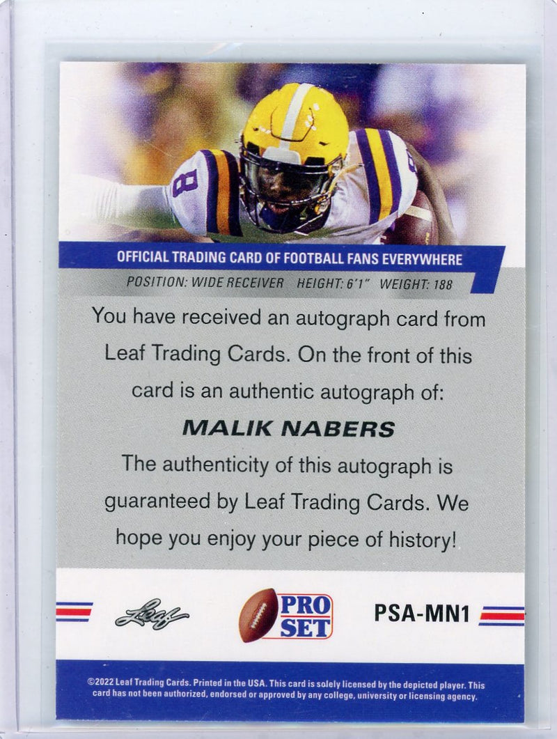 Malik Nabers 2022 Leaf Pro Set autograph rookie card