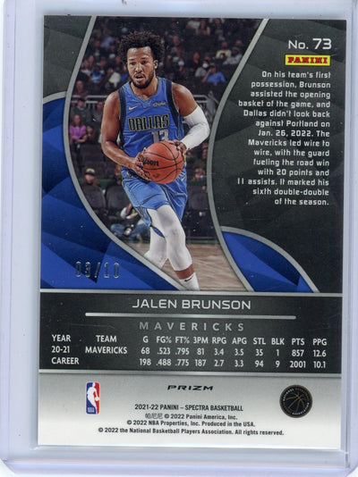 Jalen Brunson 2021-22 Panini Spectra gold prizm #'d 03/10