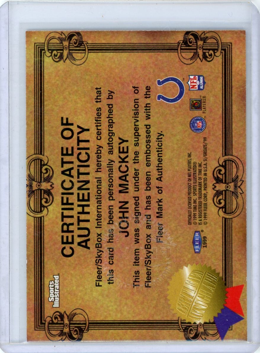 John Mackey 1999 Fleer Sports Illustrated Autograph Collection Auto