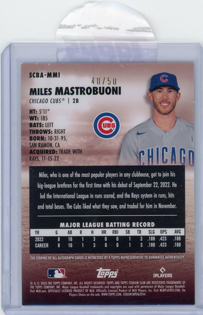 Miles Mastrobuoni 2023 Topps Stadium Club autograph rookie card red foil #'d 40/50