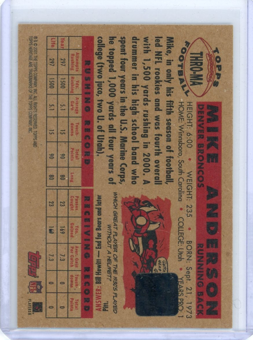 Mike Anderson 2001 Topps Heritage Auto