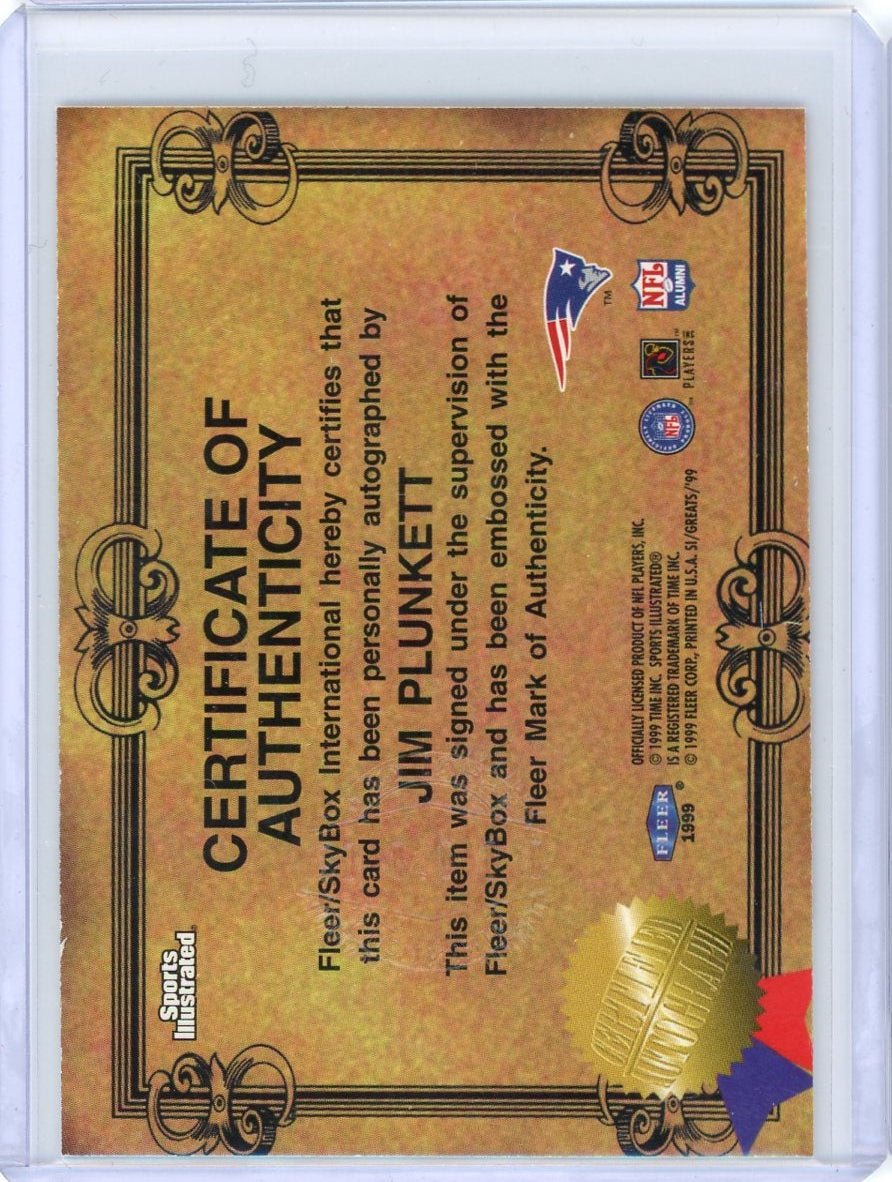 Jim Plunkett 1999 Fleer Sports Illustrated Autograph Collection Auto