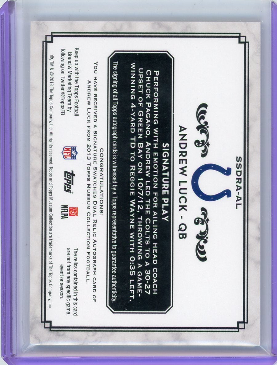 Andrew Luck 2013 Topps Museum Collection Dual Patch Autograph #'d 09/55