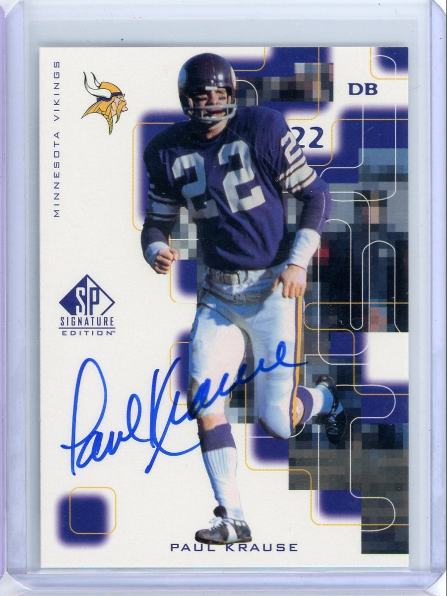 Paul Krause 1999 Upper Deck Signature Edition Auto