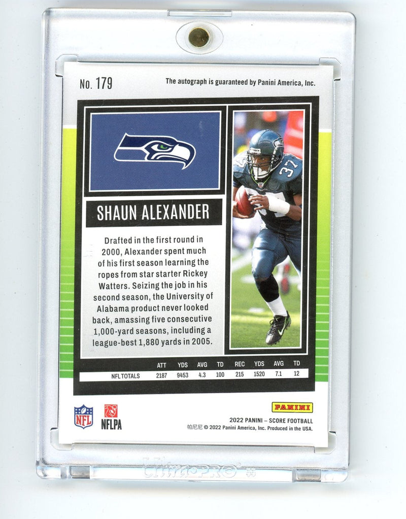 Shaun Alexander 2022 Panini Score Gold Zone autograph 