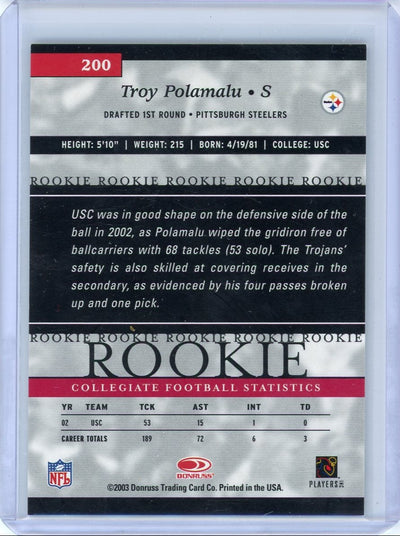 Troy Polamalu 2003 Donruss Elite Rookie #'d 32/100