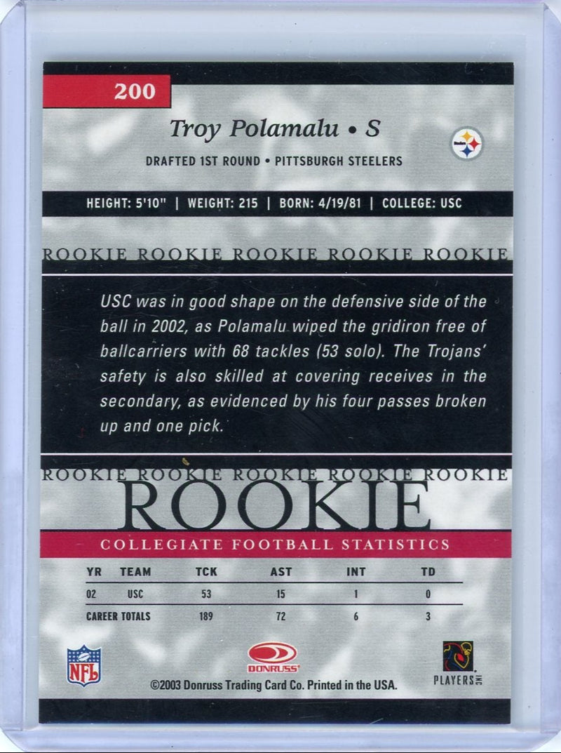 Troy Polamalu 2003 Donruss Elite Rookie 
