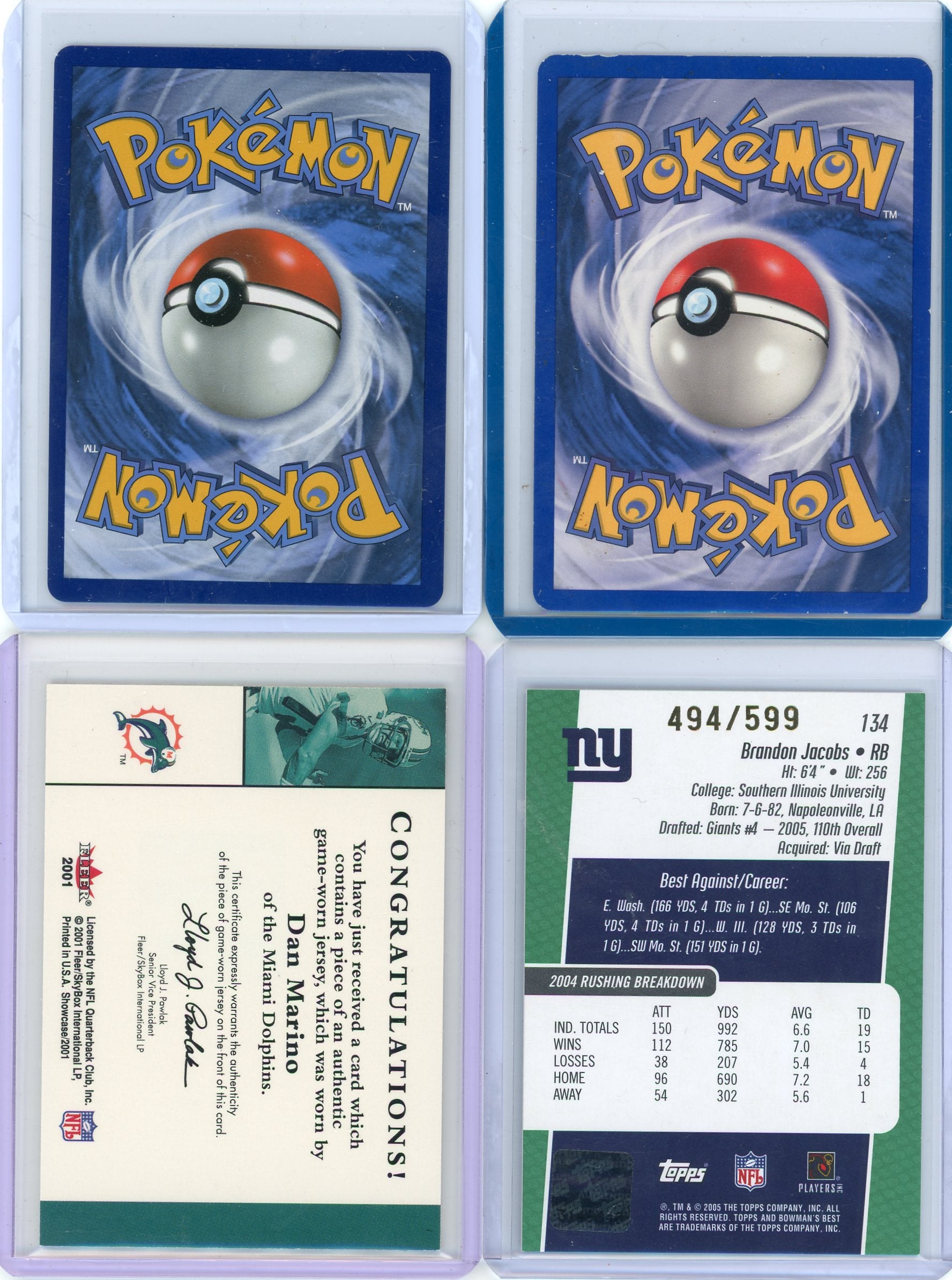 Dan Marino 2001 Fleer Showcase Stitches Game Used Relic